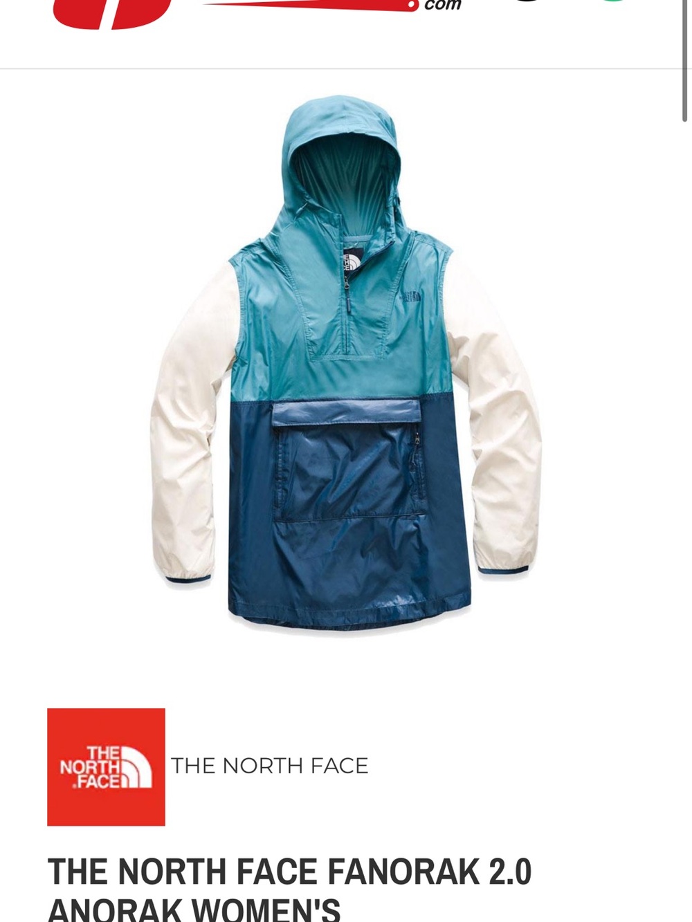The North Face Women's Fanorak Anorak Jacket - Teal, Navy & White
